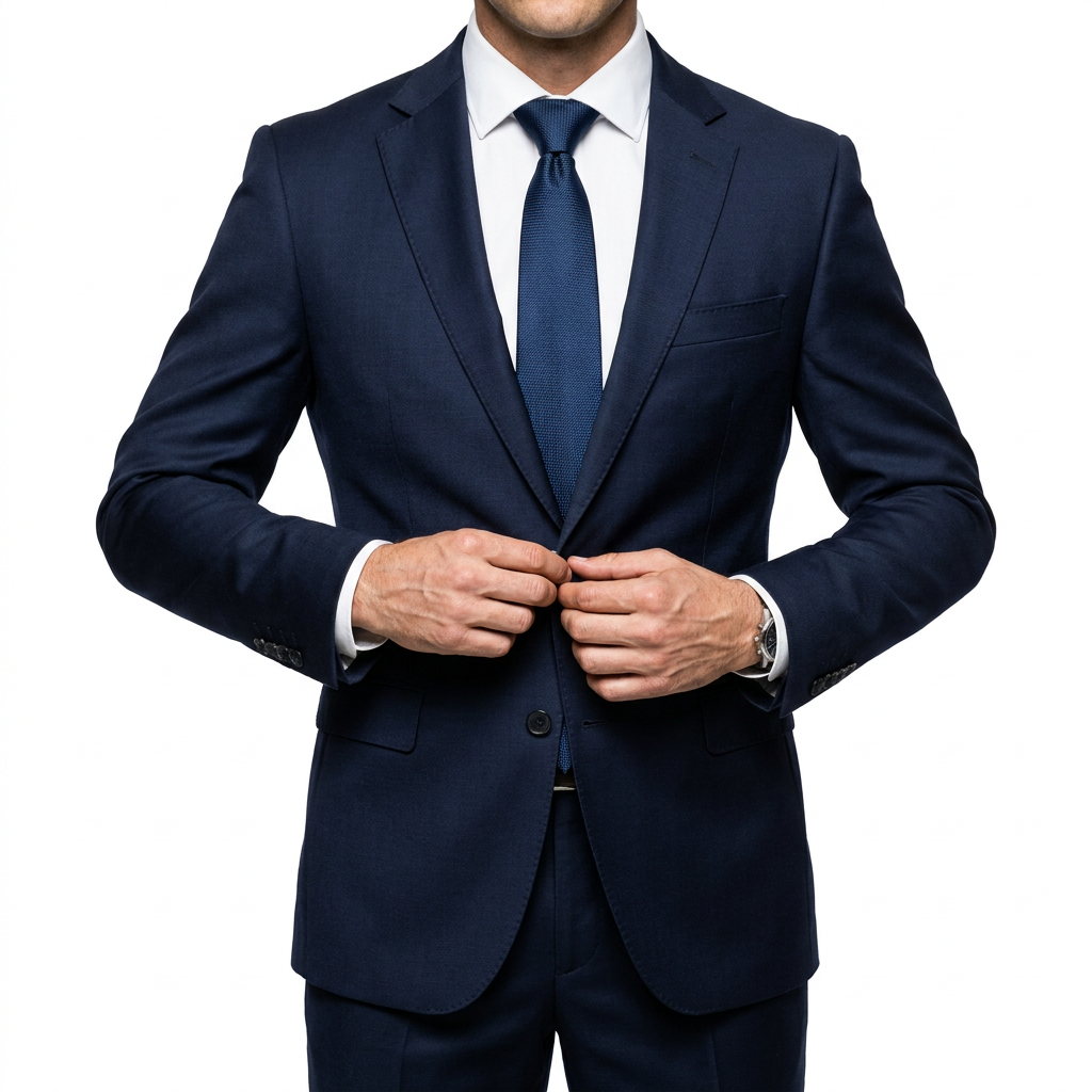 Custom Men Single Breasted TR Business 2‑Piece Suit, British American Style