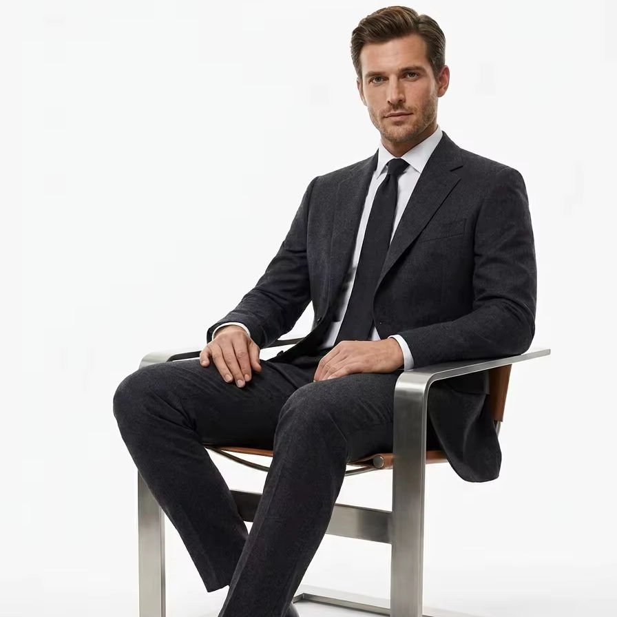 Custom Slim Fit 4‑Piece Men Office Suit, Breathable Elastic