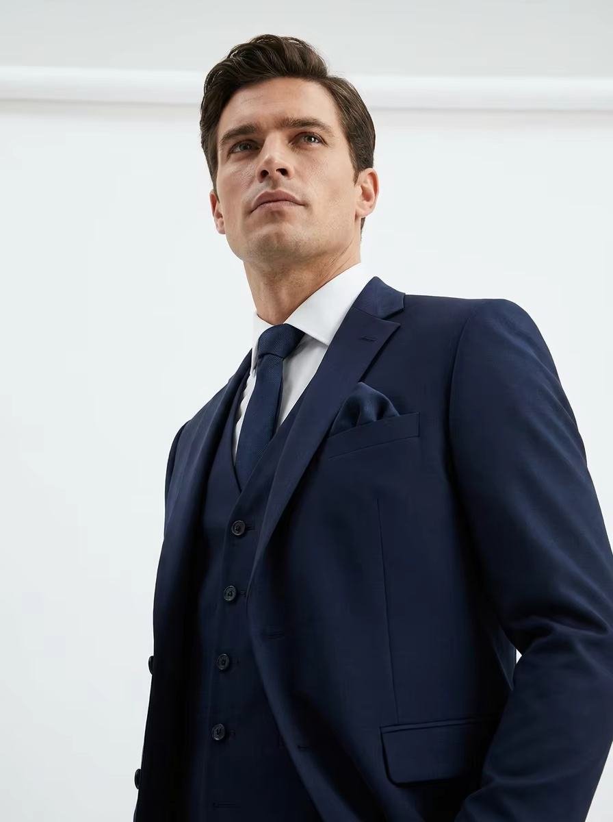 Custom Slim Fit 4‑Piece Men Office Suit, Breathable Elastic