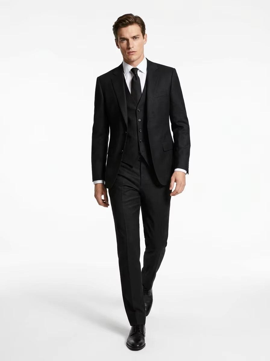 Custom Slim Fit 4‑Piece Men Office Suit, Breathable Elastic