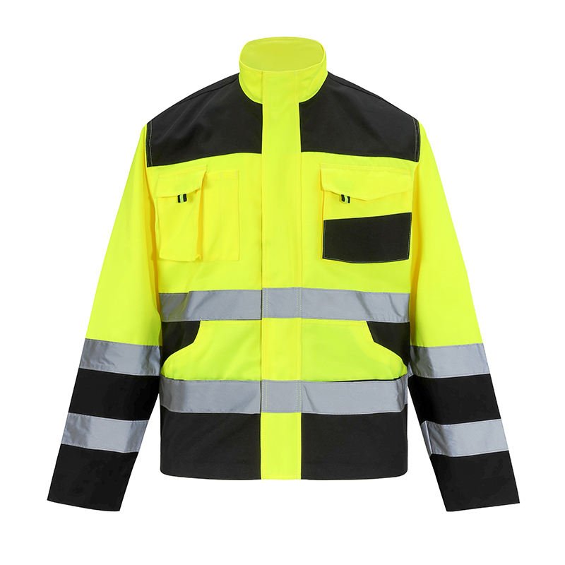 Hot Sale Fluorescent Yellow Traffic Patrol Road Maintenance Workwear OEM Reflective Tapes Blouse Uniform Security Jacket for Men