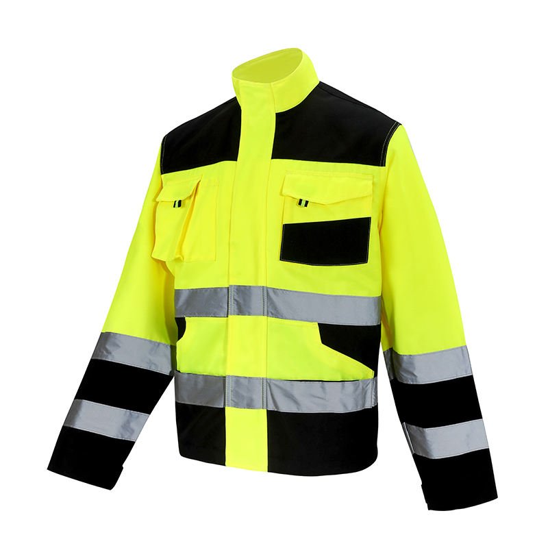 Hot Sale Fluorescent Yellow Traffic Patrol Road Maintenance Workwear OEM Reflective Tapes Blouse Uniform Security Jacket for Men