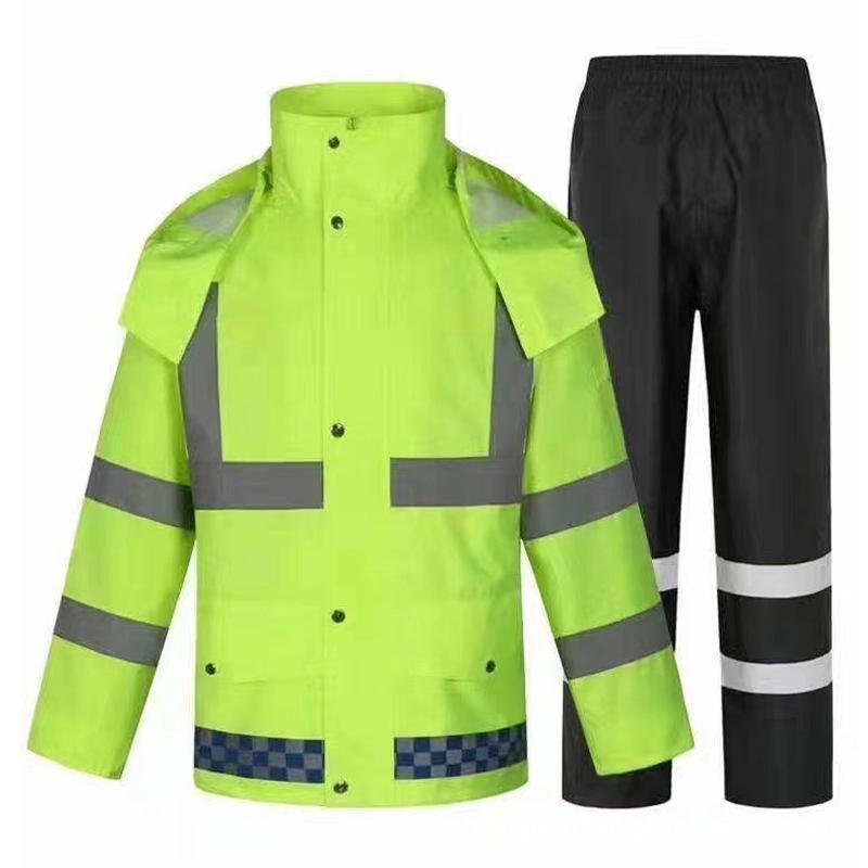Unisex Hi Vis Reflective Rain Suit Set Waterproof Oxford Bre