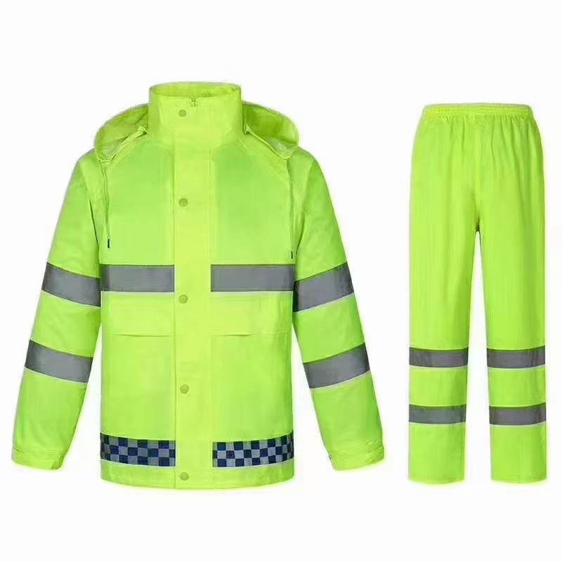Unisex Hi Vis Reflective Rain Suit Set Waterproof Oxford Breathable Plus Size Traffic Patrol Highway Workwear Custom OEM ODM