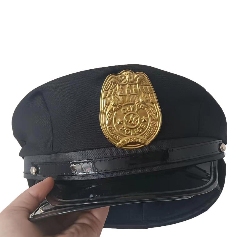 Black Wide Brim Security Hat, Custom Logo Polyester Canvas A
