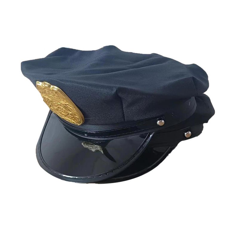Black Wide Brim Security Hat, Custom Logo Polyester Canvas Adult Outdoor Fishing & Sports All Season Hat