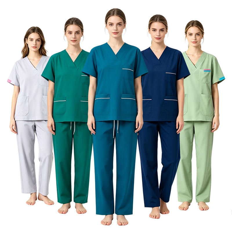 Unisex Anti Wrinkle Polyester Medical Scrub Sets, All Season Custom Color Hospit